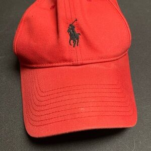 Ralph Lauren Bold Red Cap black logo adjustable strap clean